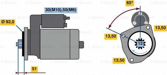 BOSCH 0 001 261 026 - Starter autospares.lv