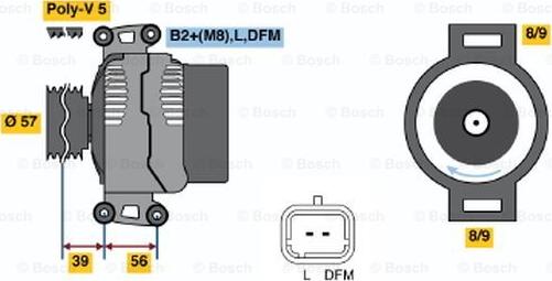 BOSCH 0 124 425 023 - Alternator autospares.lv