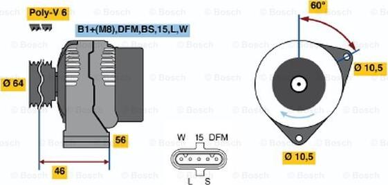 BOSCH 0 124 555 052 - Alternator autospares.lv