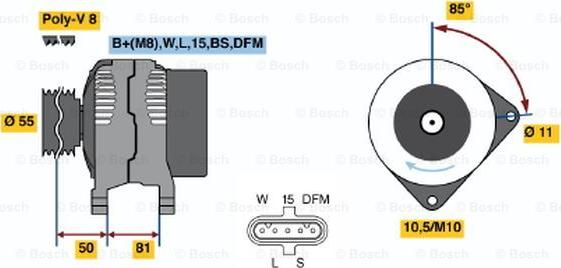 BOSCH 0 124 655 006 - Alternator autospares.lv