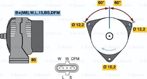 BOSCH 0 124 555 013 - Alternator autospares.lv