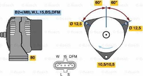 BOSCH 0 124 555 032 - Alternator autospares.lv