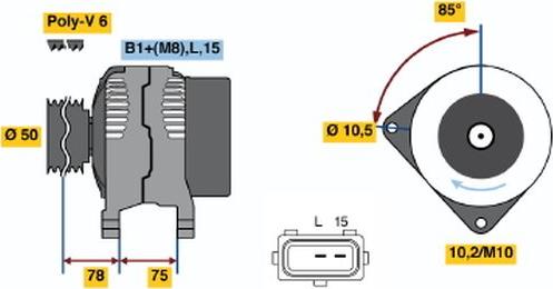 BOSCH 0 124 515 050 - Alternator autospares.lv