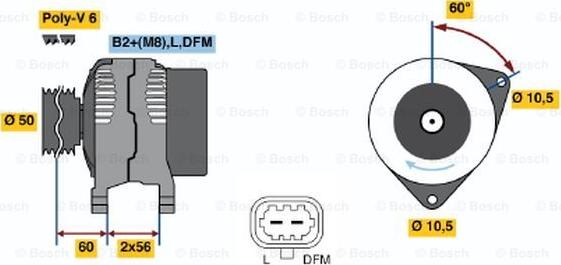 BOSCH 0 124 515 032 - Alternator autospares.lv