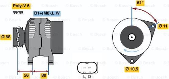 BOSCH 0 124 510 001 - Alternator autospares.lv