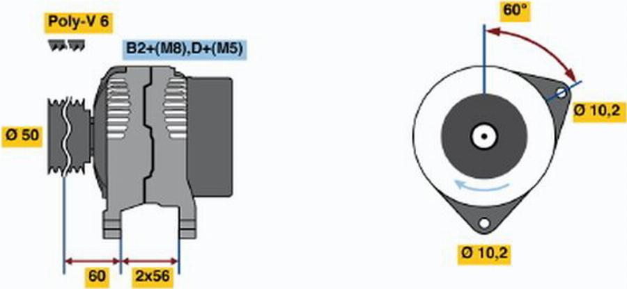 BOSCH 0 124 525 040 - Alternator autospares.lv