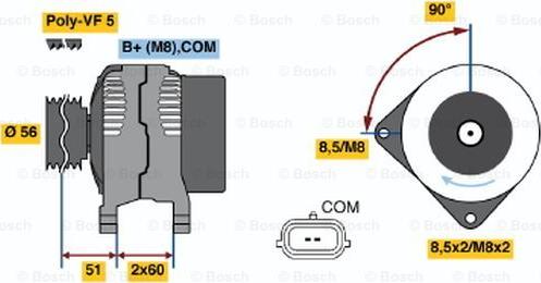 BOSCH 0 124 525 069 - Alternator autospares.lv