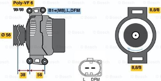 BOSCH 0 124 615 009 - Alternator autospares.lv