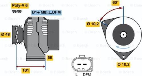 BOSCH 0 124 325 045 - Alternator autospares.lv