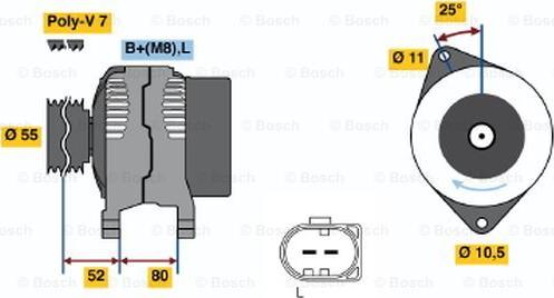 BOSCH 0 124 525 020 - Alternator autospares.lv