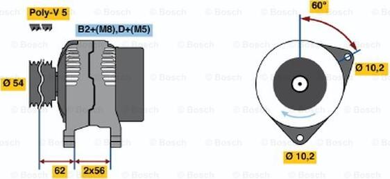 BOSCH 0 124 225 022 - Alternator autospares.lv