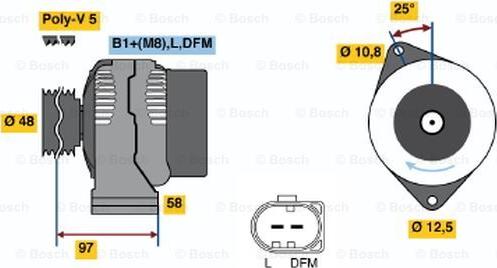 BOSCH 0 124 225 011 - Alternator autospares.lv