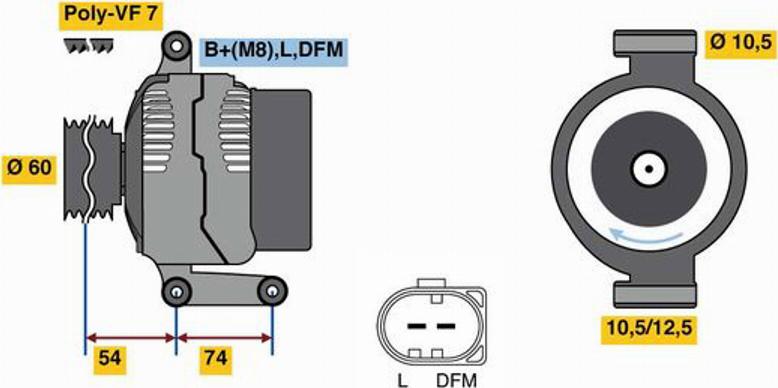 BOSCH 0 125 711 018 - Alternator autospares.lv