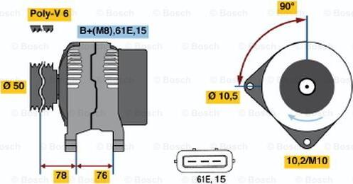 BOSCH 0 123 515 004 - Alternator autospares.lv