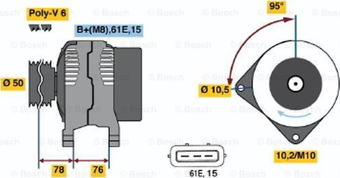 BOSCH 0 123 515 022 - Alternator autospares.lv