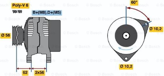 BOSCH 0 123 510 062 - Alternator autospares.lv