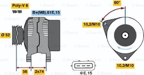 BOSCH 0 123 325 011 - Alternator autospares.lv