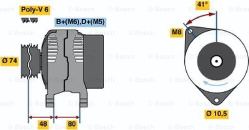 BOSCH 0 986 038 060 - Alternator autospares.lv