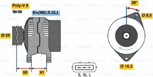 BOSCH 0 986 039 460 - Alternator autospares.lv