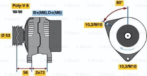 BOSCH 0 123 320 012 - Alternator autospares.lv