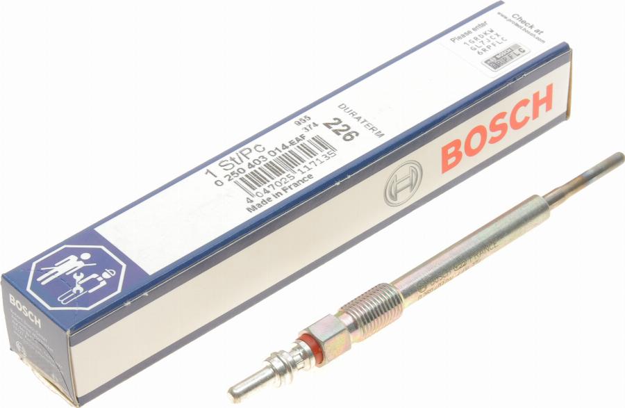 BOSCH 0 250 403 014 - Glow Plug autospares.lv