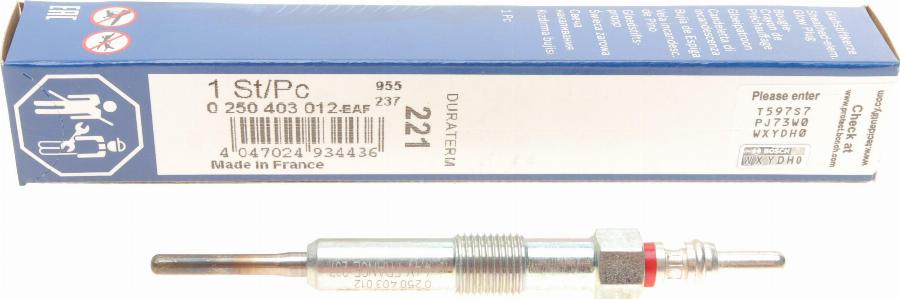 BOSCH 0 250 403 012 - Glow Plug autospares.lv