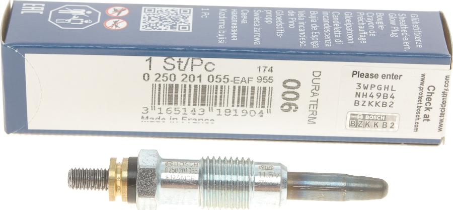 BOSCH 0 250 201 055 - Glow Plug autospares.lv