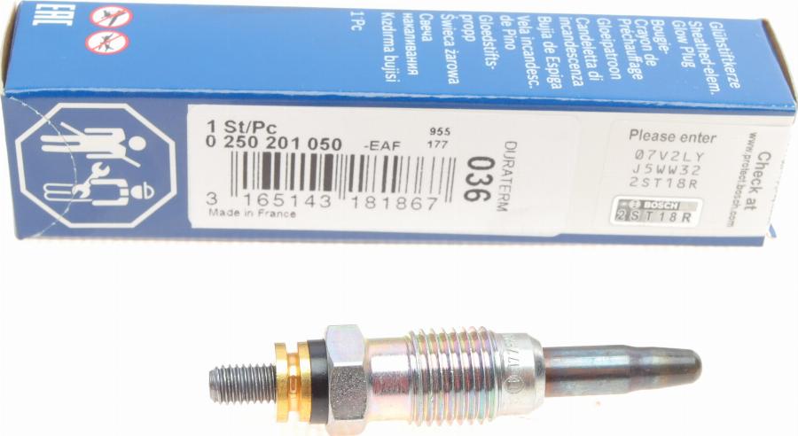 BOSCH 0 250 201 050 - Glow Plug autospares.lv