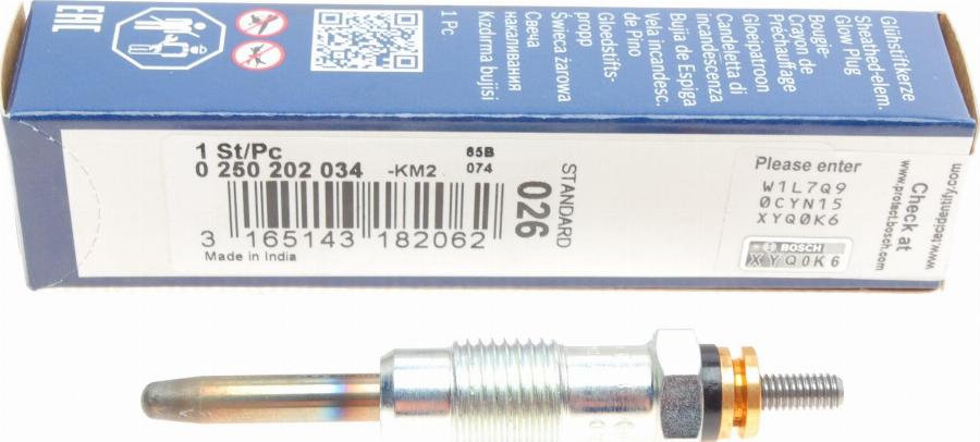 BOSCH 0 250 202 034 - Glow Plug autospares.lv