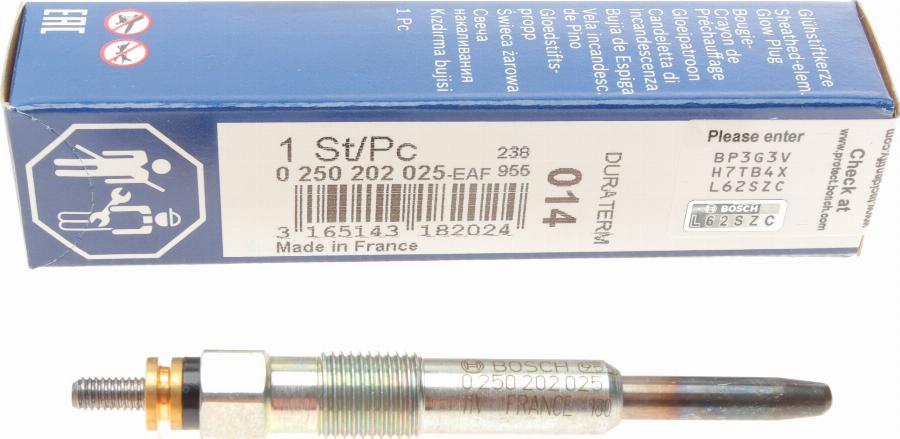 BOSCH 0 250 202 025 - Glow Plug autospares.lv