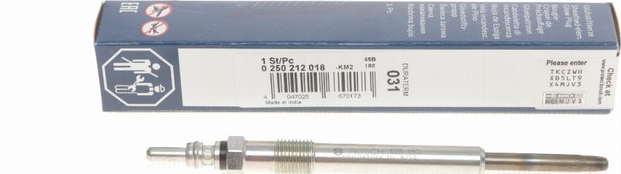 BOSCH 0 250 212 018 - Glow Plug autospares.lv