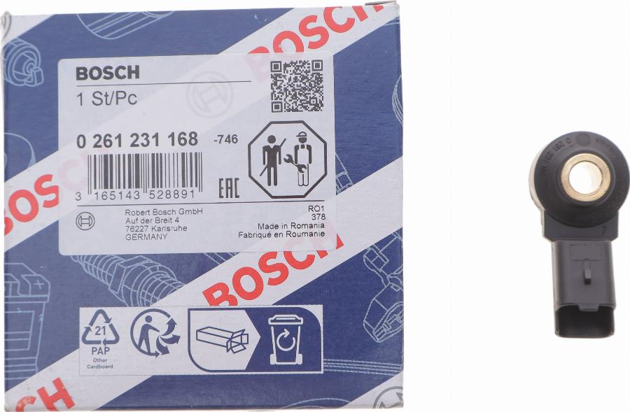 BOSCH 0 261 231 168 - Knock Sensor autospares.lv