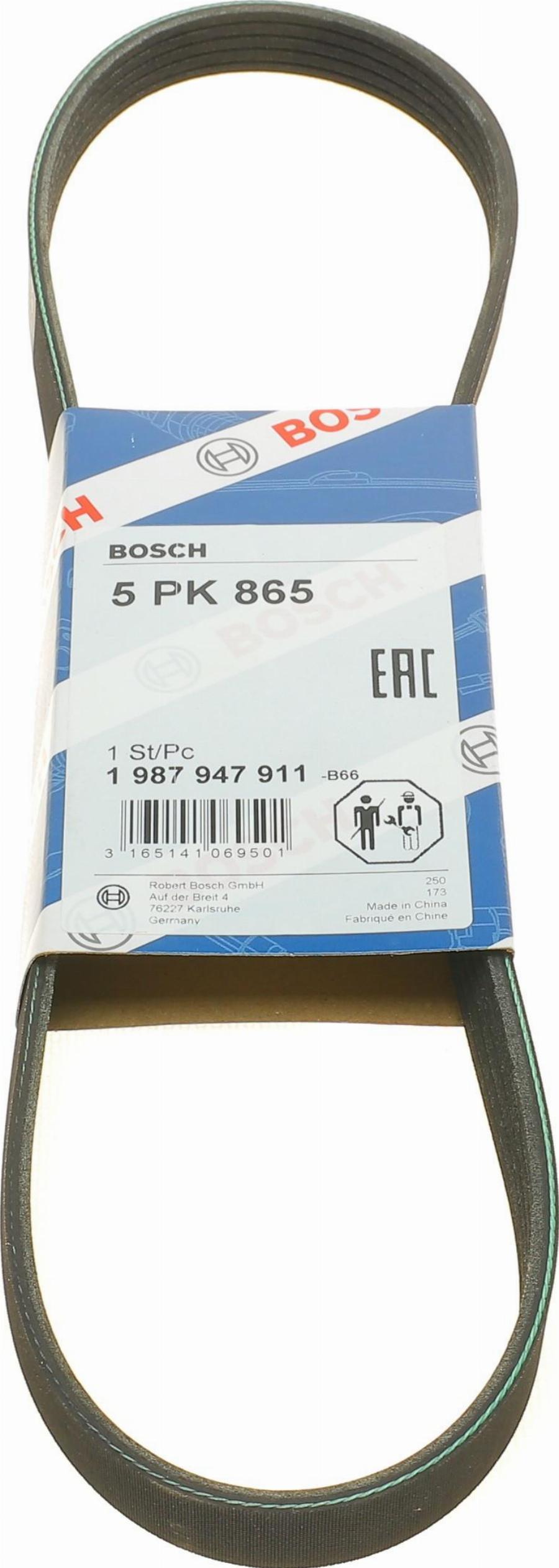 BOSCH 1 987 947 911 - V-Ribbed Belt autospares.lv