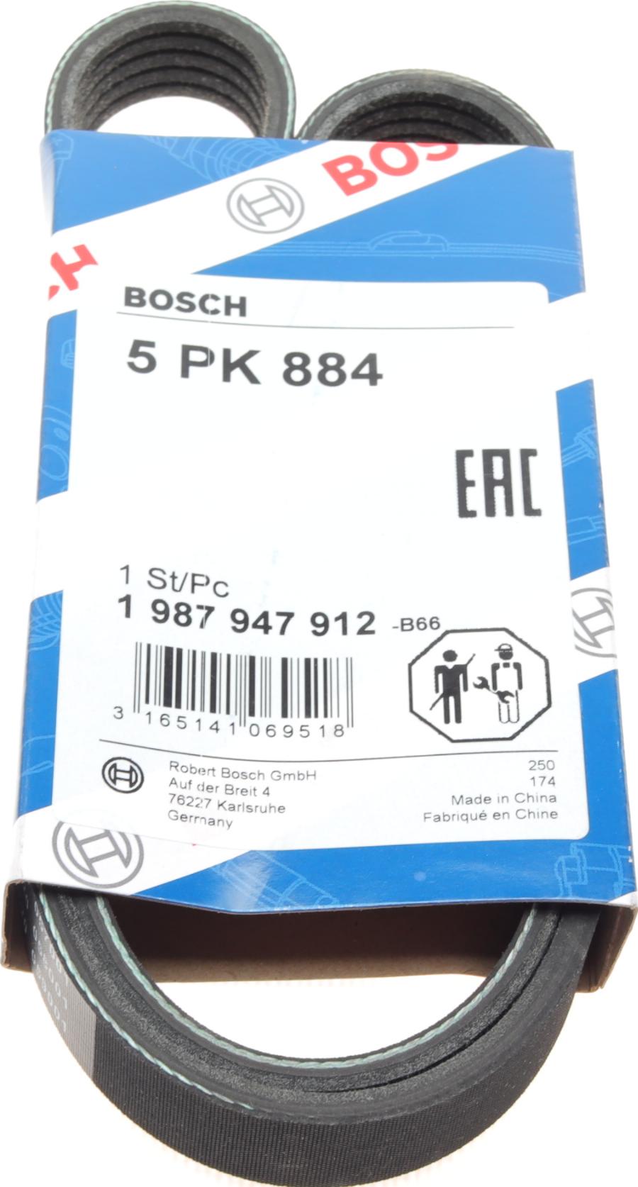 BOSCH 1 987 947 912 - V-Ribbed Belt autospares.lv