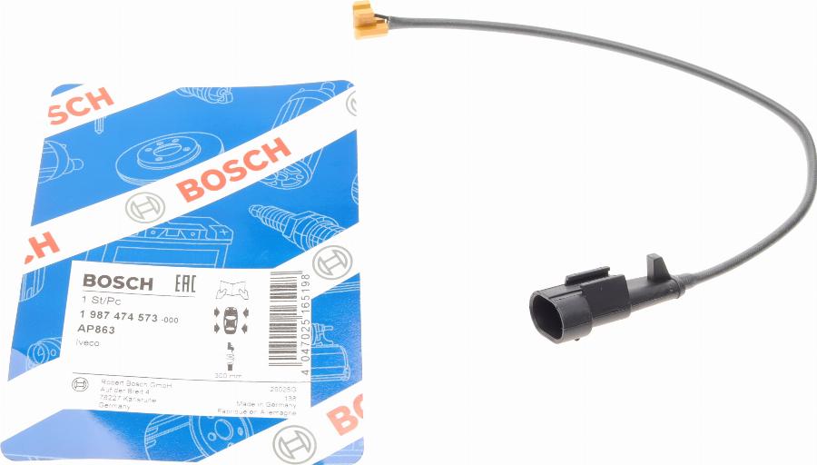 BOSCH 1 987 474 573 - Warning Contact, brake pad wear autospares.lv