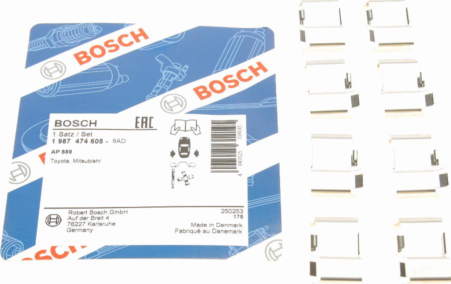 BOSCH 1 987 474 605 - Accessory Kit for disc brake Pads autospares.lv