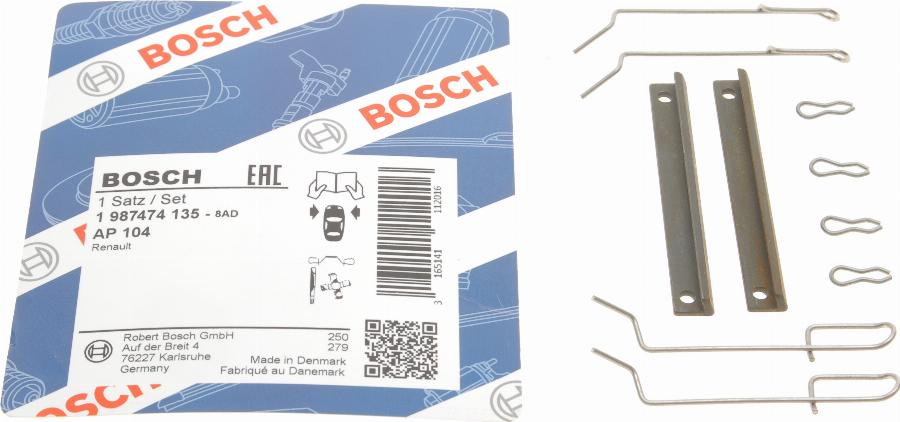 BOSCH 1 987 474 135 - Accessory Kit for disc brake Pads autospares.lv