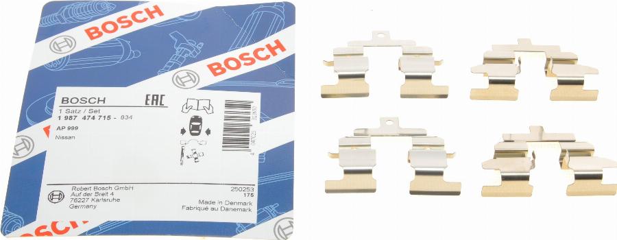 BOSCH 1 987 474 715 - Accessory Kit for disc brake Pads autospares.lv