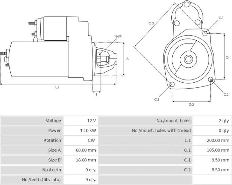 BOSCH 1107521 - Starter autospares.lv