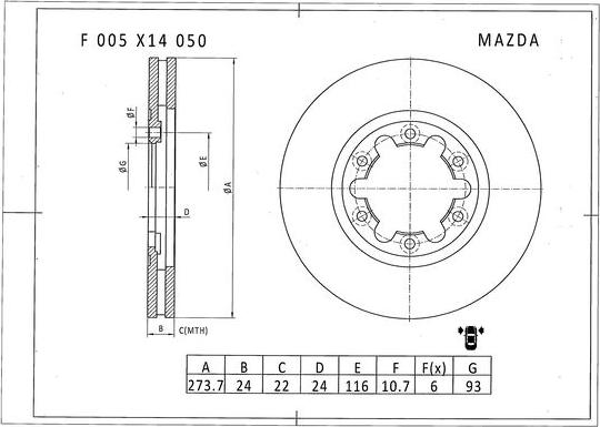 BOSCH F 005 X14 050 - Brake Disc autospares.lv