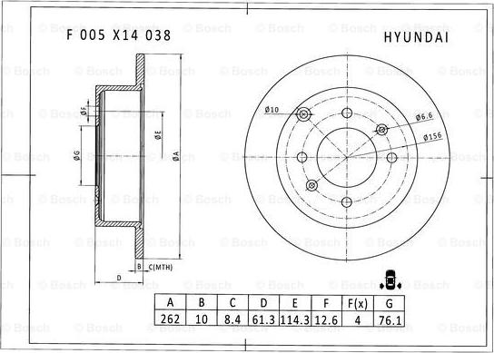 BOSCH F 005 X14 038 - Brake Disc autospares.lv