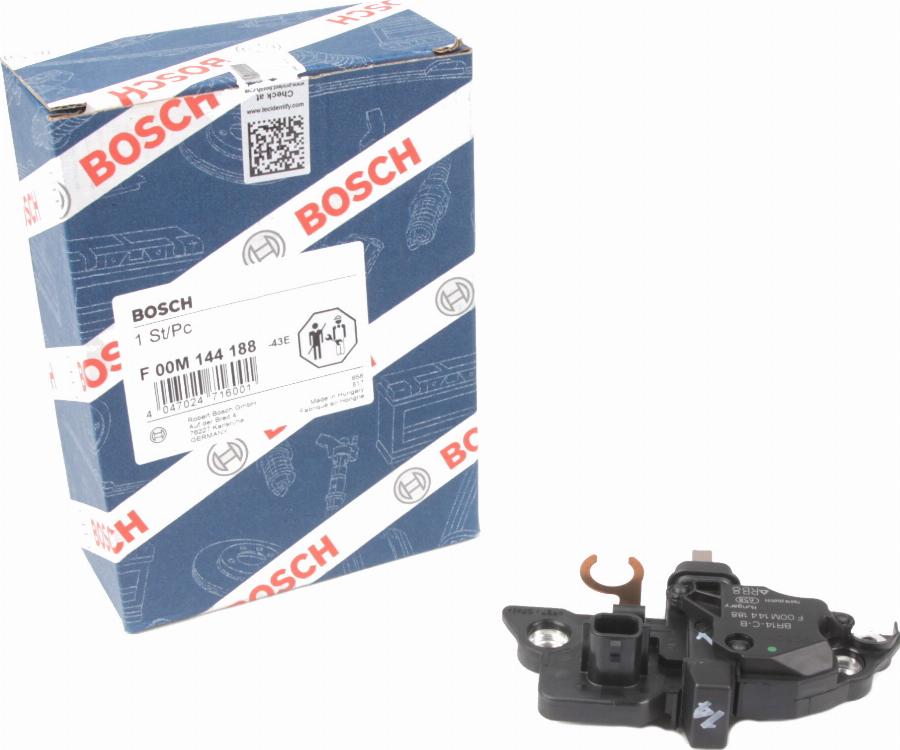 BOSCH F 00M 144 188 - Voltage regulator, alternator autospares.lv