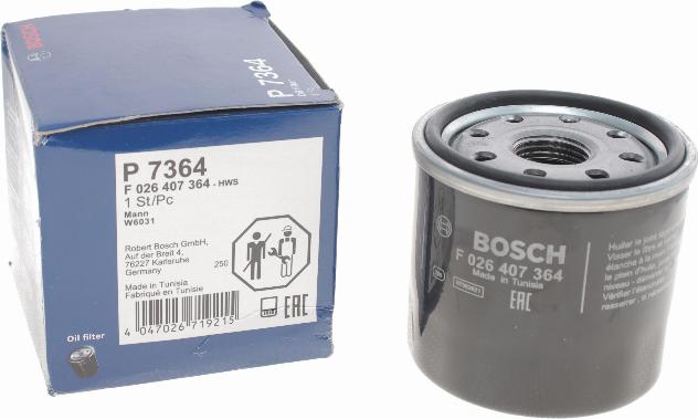 BOSCH F 026 407 364 - Oil Filter autospares.lv