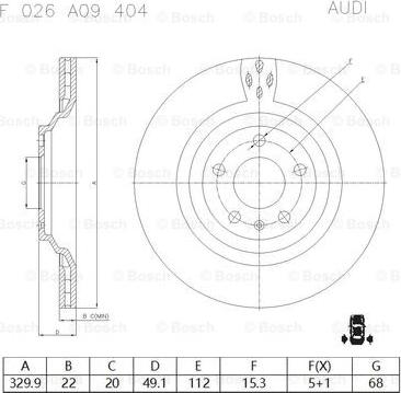 BOSCH F 026 A09 404 - Brake Disc autospares.lv