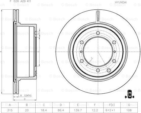 BOSCH F 026 A09 411 - Brake Disc autospares.lv