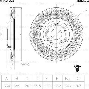 BOSCH F 026 A09 364 - Brake Disc autospares.lv