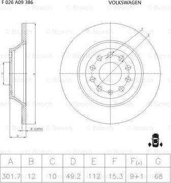 BOSCH F 026 A09 386 - Brake Disc autospares.lv