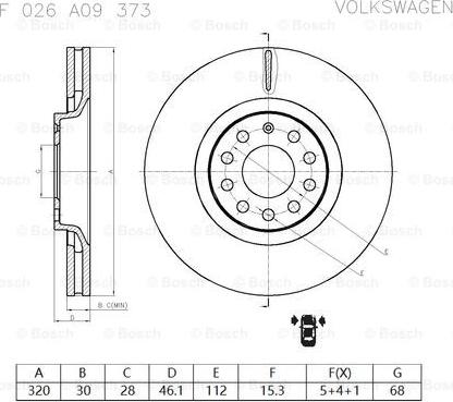 BOSCH F 026 A09 373 - Brake Disc autospares.lv