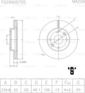 BOSCH F 026 A05 705 - Brake Disc autospares.lv