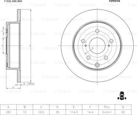 BOSCH F 026 A06 804 - Brake Disc autospares.lv